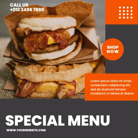 Modello di design per il post di instagram di un ristorante d'impatto