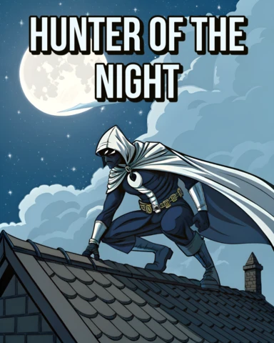 Plantilla de diseño de superhéroe estilo cómic para camiseta con tema de cazador de la noche.