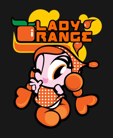 Lady orange lindo personaje plantilla de diseño de camiseta