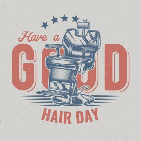 Modelo de design de camiseta de cadeira de barbearia