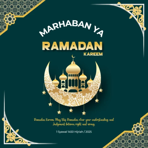 Zielono-złoty minimalistyczny post w mediach społecznościowych ramadan kareem