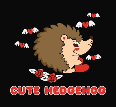 Cute Hedgehog Valentine T-Shirt Design Template