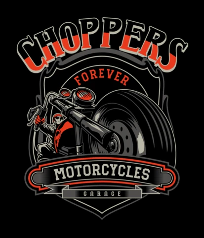 Choppers forever motorcycles garage plantilla de diseño de camiseta