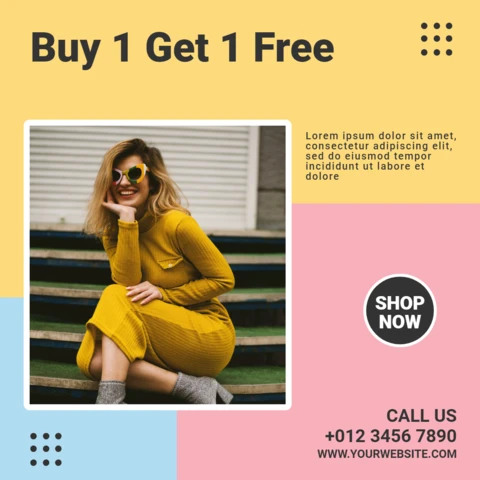 Kaufen Sie 1 und erhalten Sie 1 Fashion Instagram Post Design-Vorlage