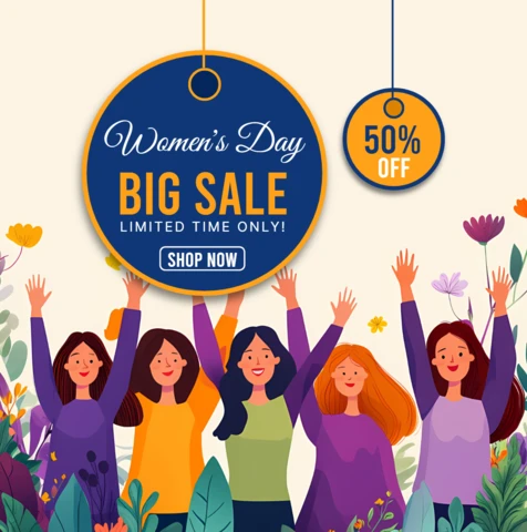 Womens Day Sale Design Template - 50% Off Limited Time Offer