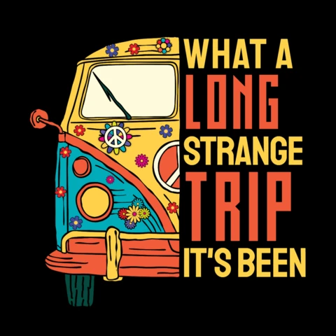 Long Strange Trip Hippie Van T-shirt Design Template
