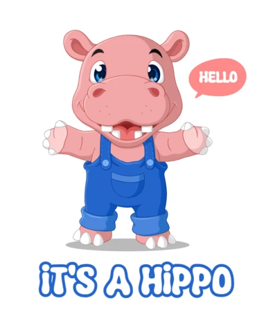 Editable Hippo Character Design Template for Kids Educative Book
