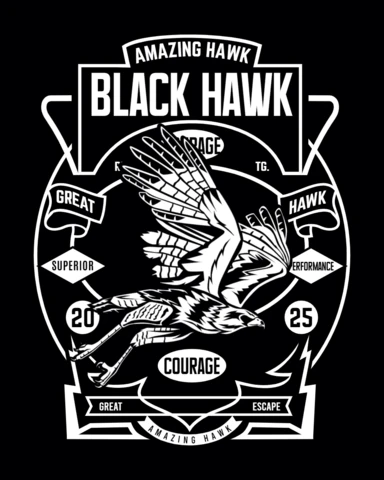 Black hawk vintage tişört tasarım şablonu