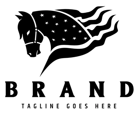 Horses As American Flag Logo Design Template