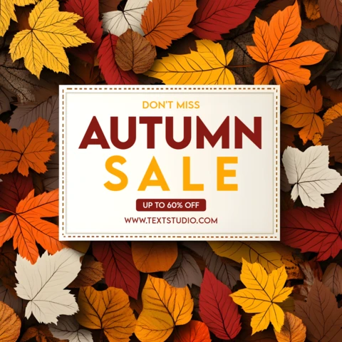 Modèle de conception de vente d'automne avec un fond de feuilles colorées pour des flyers promotionnels