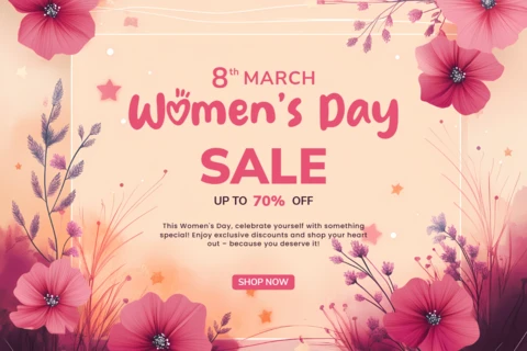 Women's Day Mindfulness Floral Design For Shopping Sale Banner Template