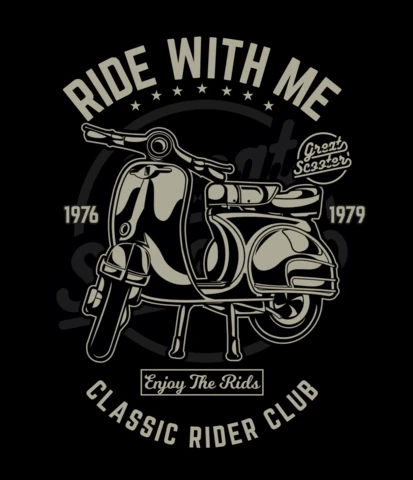 Classic Rider Club Scooter T-shirt Design Template