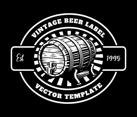 Plantilla de diseño de logotipo de barril de cerveza vintage