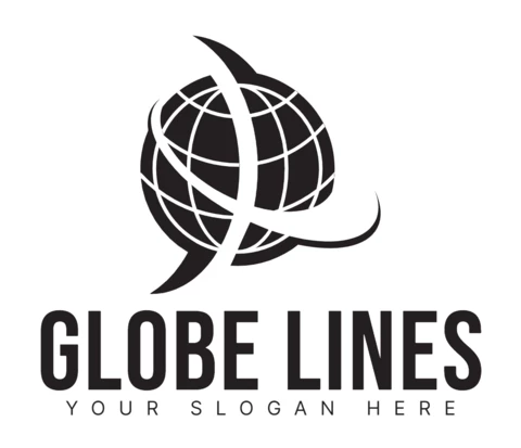 Globe-Linien-Logo-Design-Vorlage schwarz