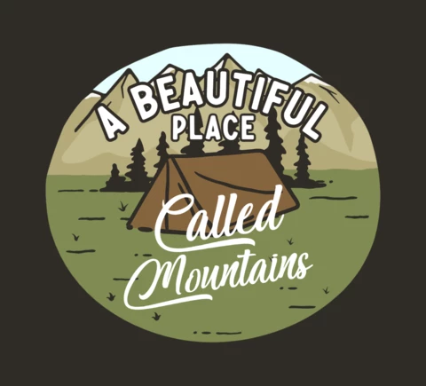 Mountains And Tent Badge Template Design