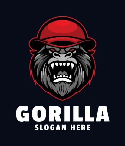 Plantilla de diseño de logotipo de gorila enojado