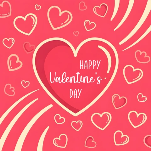 Valentine's Day Heart Design Template for Greeting Cards