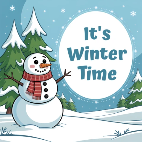 Winter Time Snowman Design Template for Holiday Cards