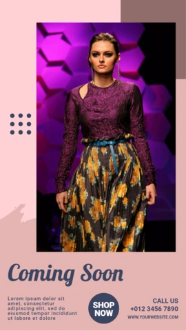 Comin Soon Pink Fashion Instagram Story Post Design Template