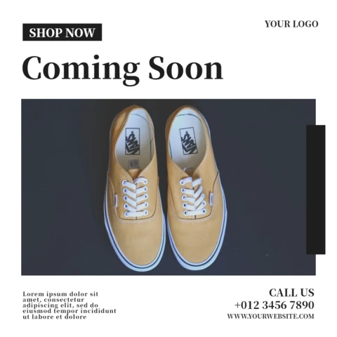 Prossimamente modello di progettazione post Instagram per vendita di sneakers