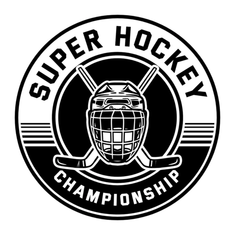 Modello di logo per il campionato di hockey su ghiaccio con distintivo circolare