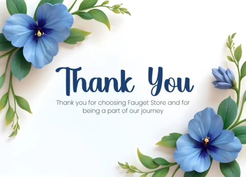 Graceful Blue Floral Blossom Border Thank You Card Template