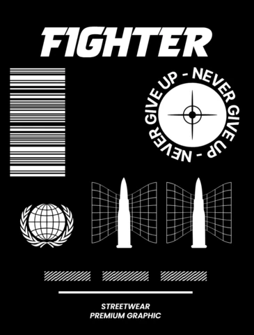 Kampfsport Grafikdesign Vorlage für Streetwear-Bekleidung
