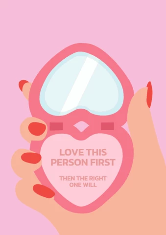 Love You First Girly Flat Retro Poster