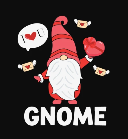 I Love You Gnome Valentine T-Shirt Design Template