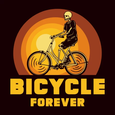 Skeleton Riding Bicycle Vintage Design Template