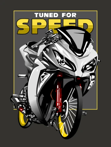 Tuned For Speed Motorcycle T-shirt Design Template