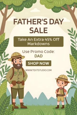 Father's Day Sale Design Template: Whimsical Nature Theme for Promotions