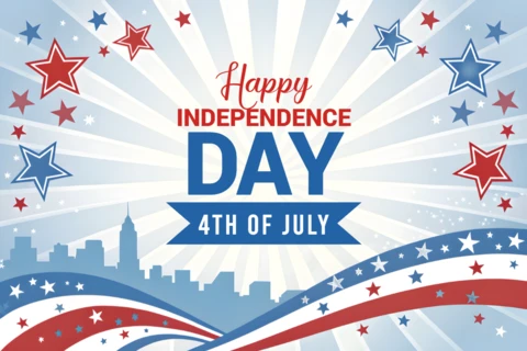 Minimalist Starry Design For USA Independence Day Greeting Card Template
