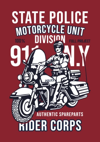 State Police Motorcycle Unit T-shirt Design Template