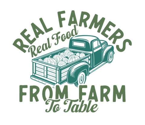 Echte Bauern, echte Lebensmittel, Farm-to-Table-Frische T-Shirt-Designvorlage