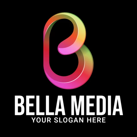 Bella media 3d lettera b modello di logo