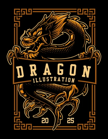 Modello di poster di illustrazione del drago