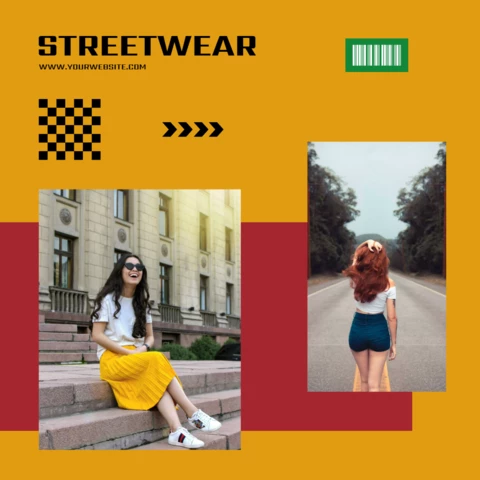 Modello di design per post sui social media di moda moderna streetwear