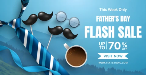 Father's Day Flash Sale Design Template with Playful Graphics