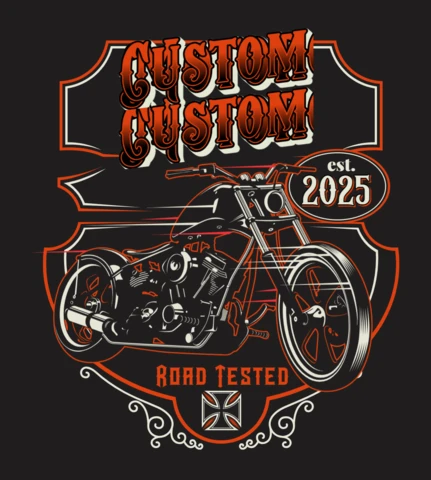 Modelo de design de camiseta personalizada para motocicletas