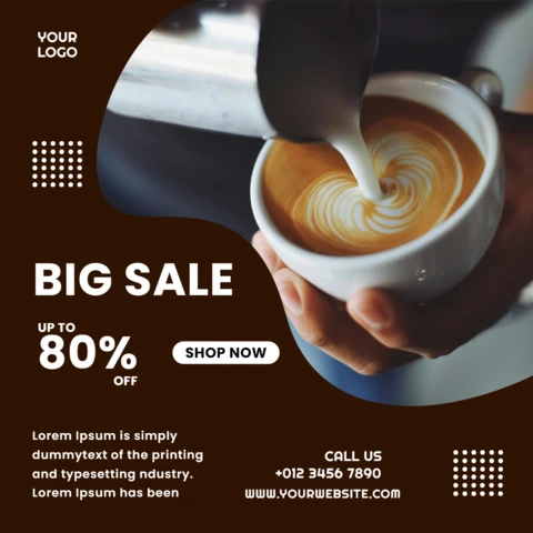 Big Sale Offer Coffee Shop Social Media Post Design Template