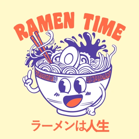 Modèle de design de temps ramen ludique pour les amateurs de nourriture