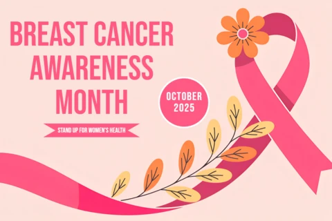 Breast Cancer Awareness Month Design Template for Flyers with Pink Ribbon and Floral Elements