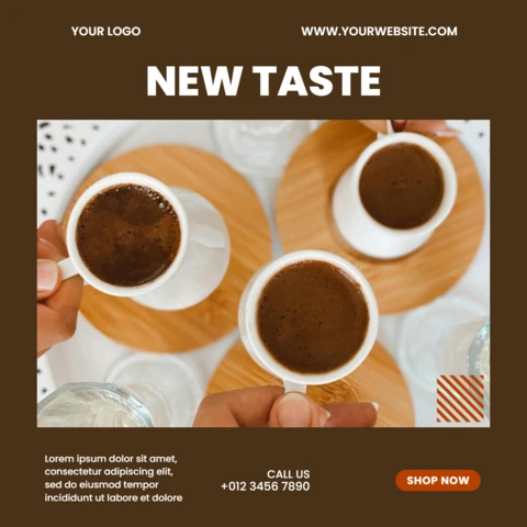 New Taste Cappuccino Promotional Social Media Post Design Template