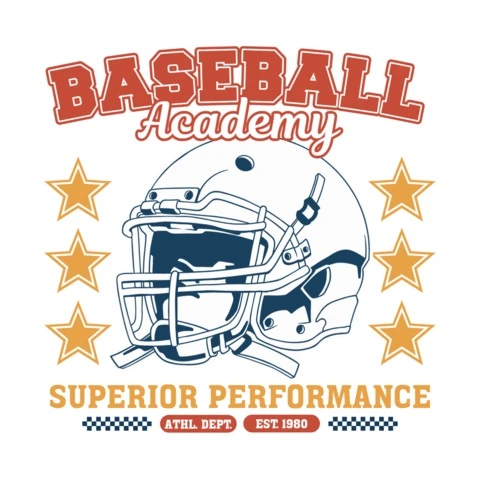 Baseball Academy Superior Performance in Athletic Training T-Shirt Design Template