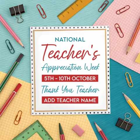 Teacher Appreciation Week Design Template with School Supplies