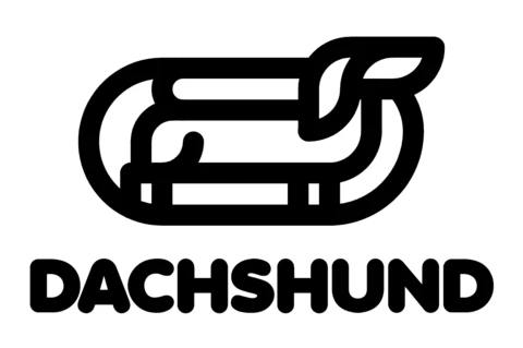 Modelo de design de logotipo de cachorro Dachshund preto