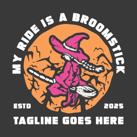 Modèle de conception de t-shirt vintage avec manche à balai volant de sorcière