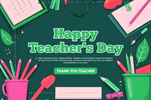 Colorful Teacher's Day Celebration Design Template for Editable Greetings
