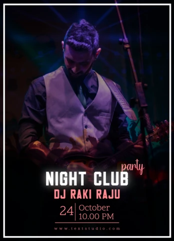 Modèle de flyer promotionnel pour une soirée dans une boîte de nuit avec un dj